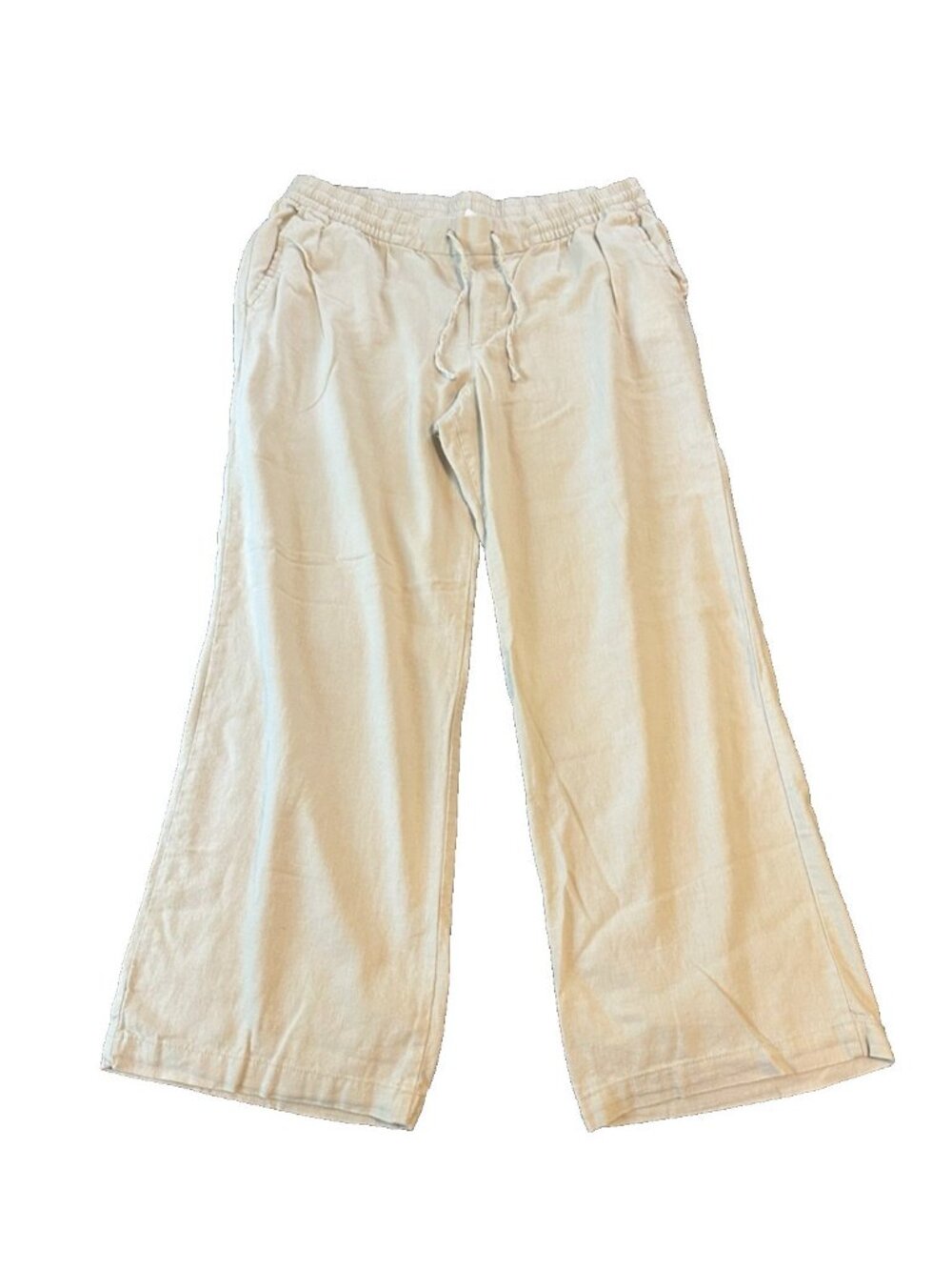 Linen Blend Old Navy Wide Leg Cream White Womens Pull On Pants L Cottagecore